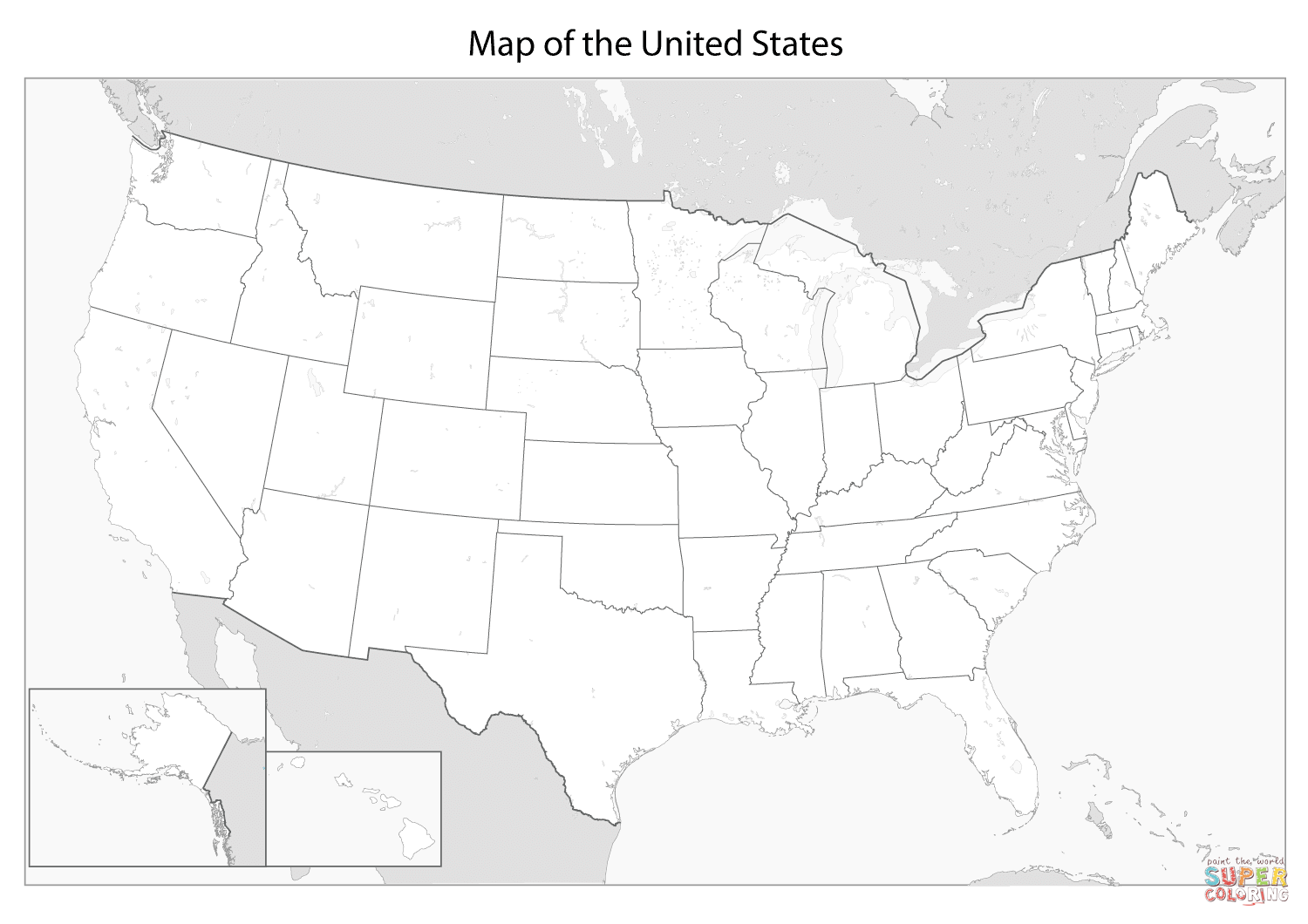 Map of the united states of america coloring page free printable coloring pages