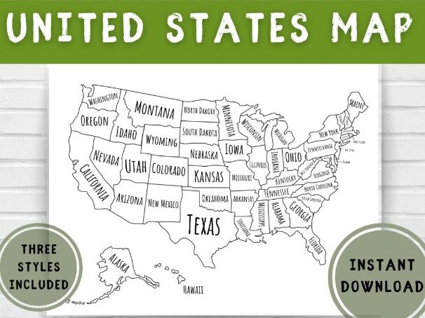 United sta map coloring page printable us map for coloring for kids teaching resources