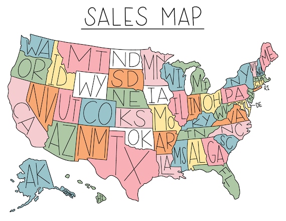 United states sales map coloring page to color in procreate printable map track your sales sales tracker color in us states