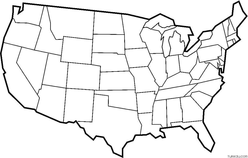 Printable map of the united states coloring page