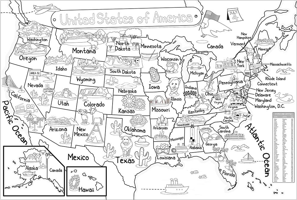 Us map coloring sheets