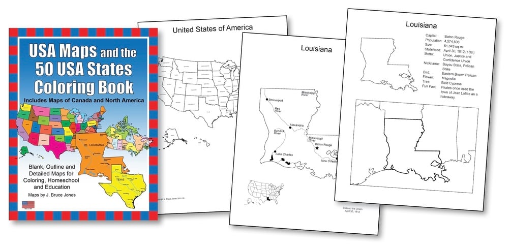 Usa maps and the usa states printable pdf coloring book