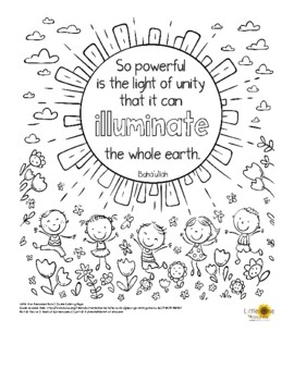 Bahai unity quote coloring page by little one resources tpt