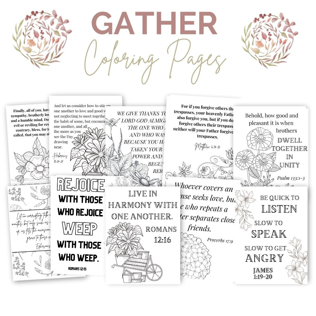 Gather coloring pages â flourishing today shop