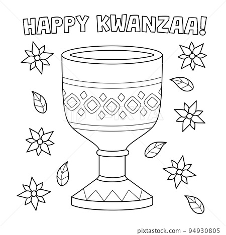 Kwanzaa unity cup coloring page for kids