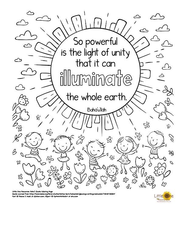 Bahai unity quote coloring page quote coloring pages bahai quotes unity quotes