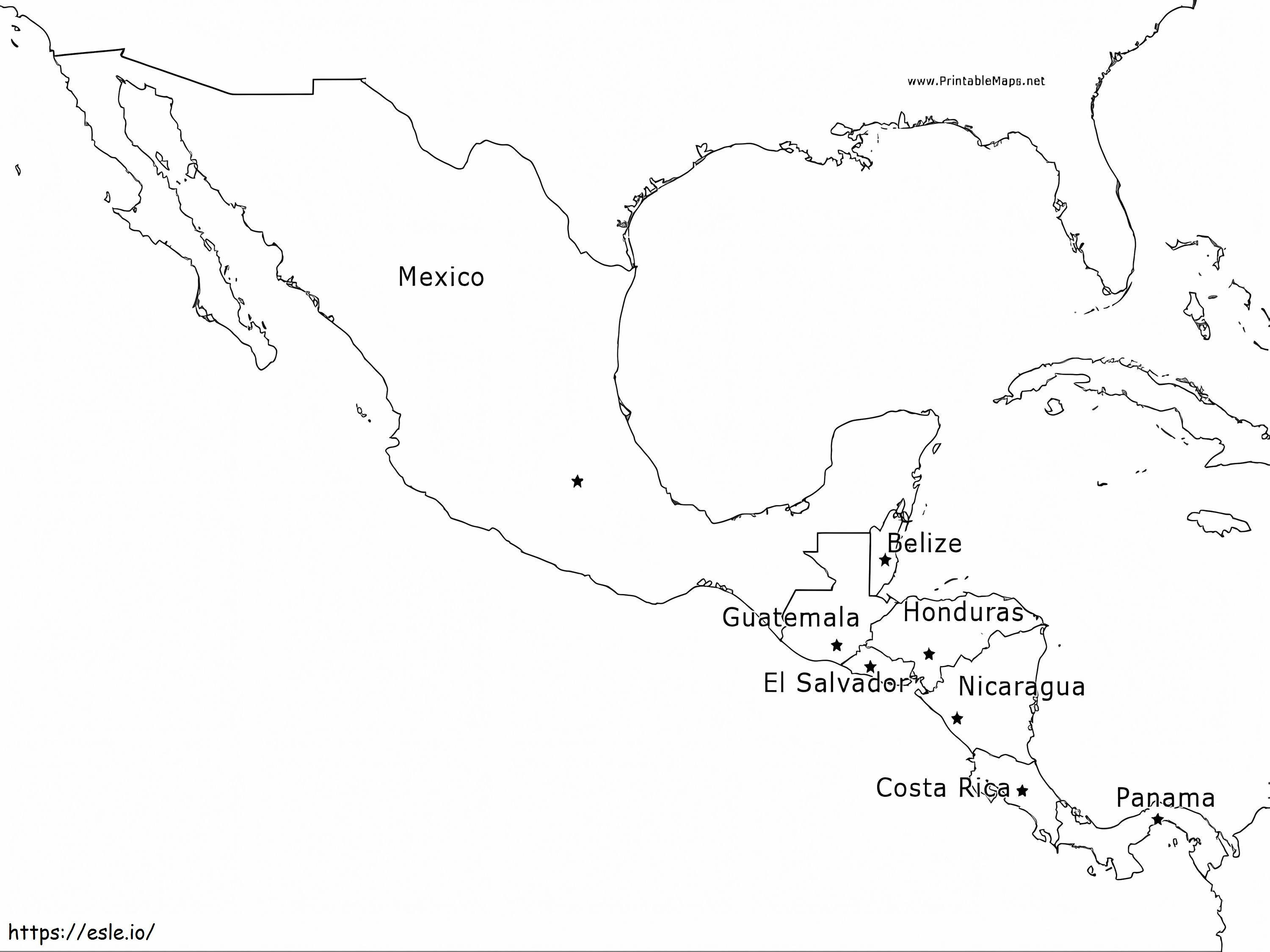 Map of mexico image for children to color coloring page