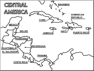 Clip art central america map bw labeled i