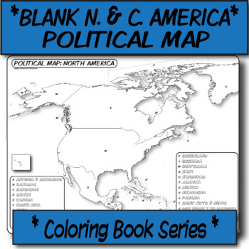 Coloring book page n america c america political map by the human imprint