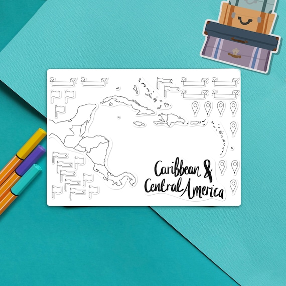 Caribbean central america map outline sticker colour