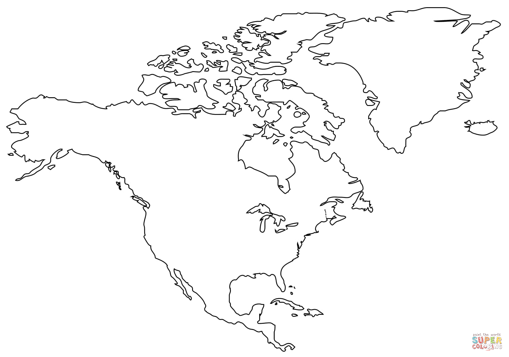 Outline map of north america coloring page free printable coloring pages