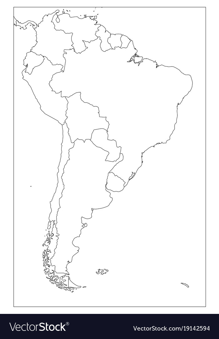 Blank political map of south america simple flat vector image