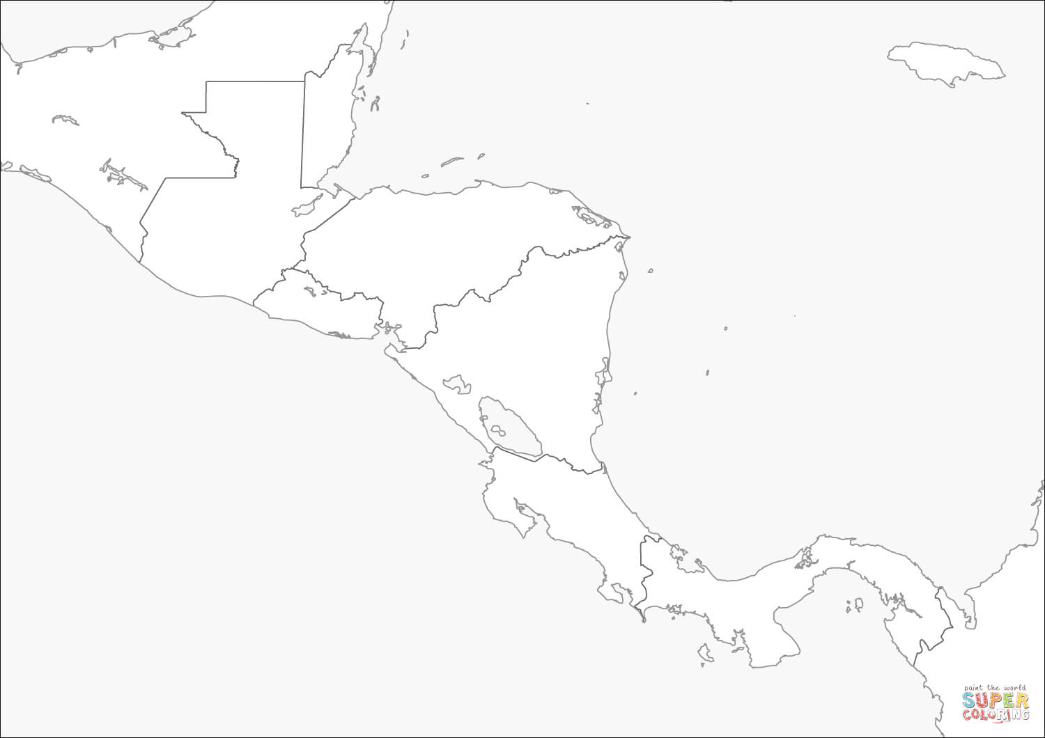 Map of central america coloring page free printable coloring pages