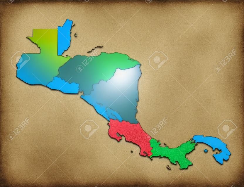 Central america map separate individual states color map isolated on white background blank stock photo picture and royalty free image image