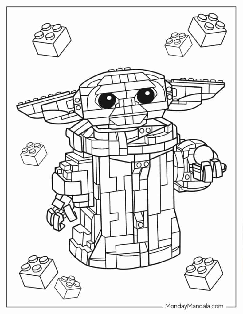 Baby yoda coloring pages free pdf printables