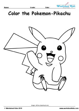 Pokemon pikachu coloring page activity for preschool