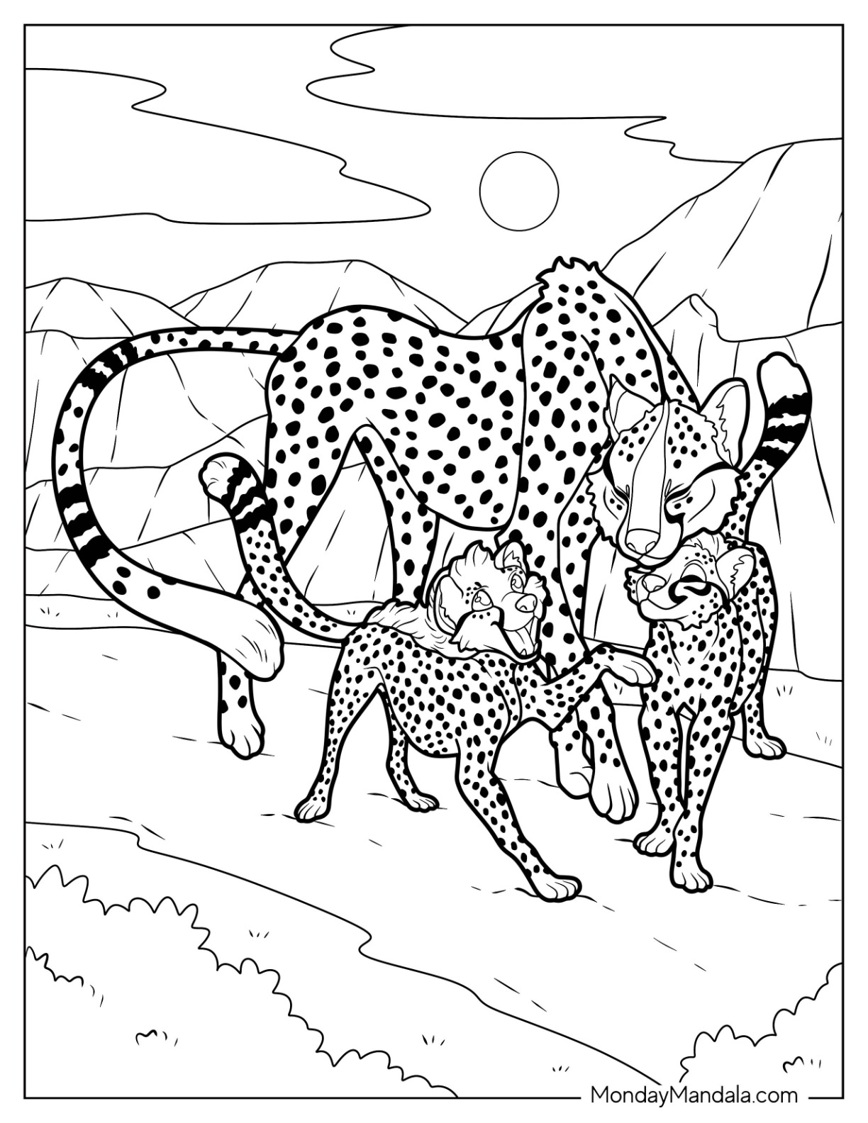 Cheetah coloring pages free pdf printables