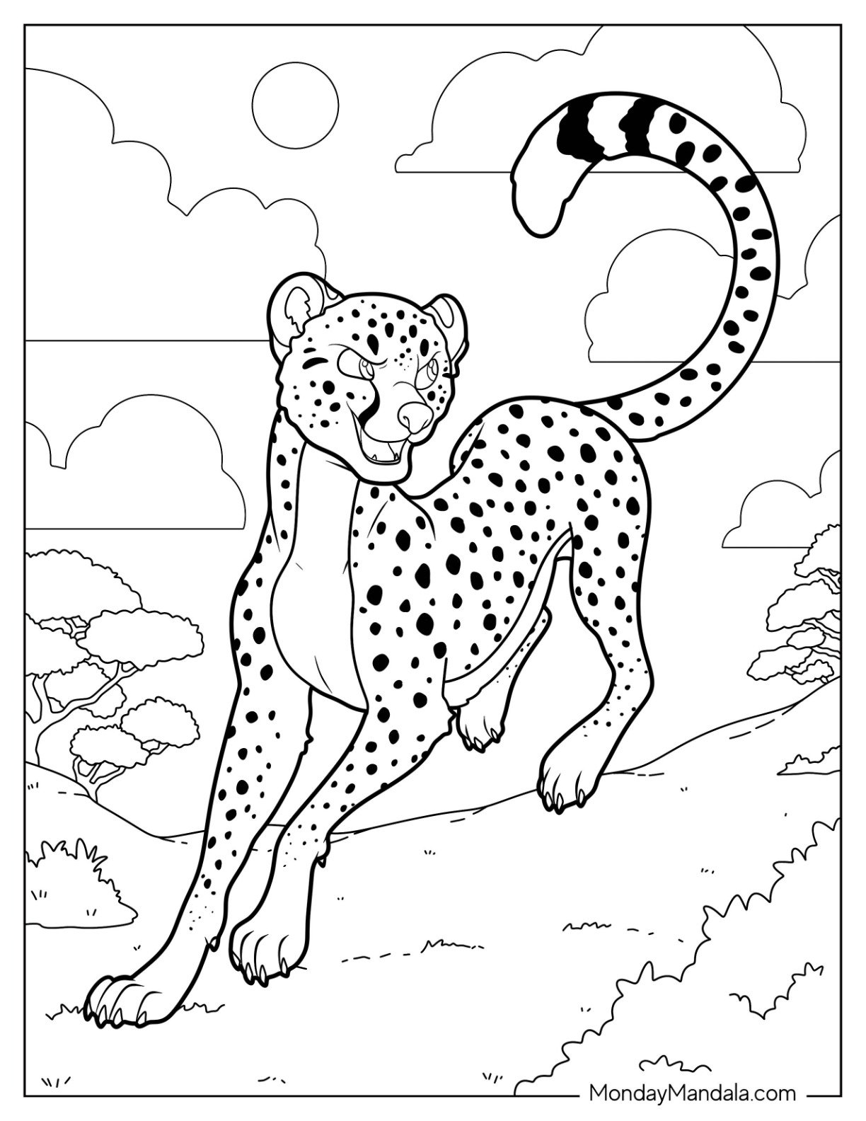 Cheetah coloring pages free pdf printables