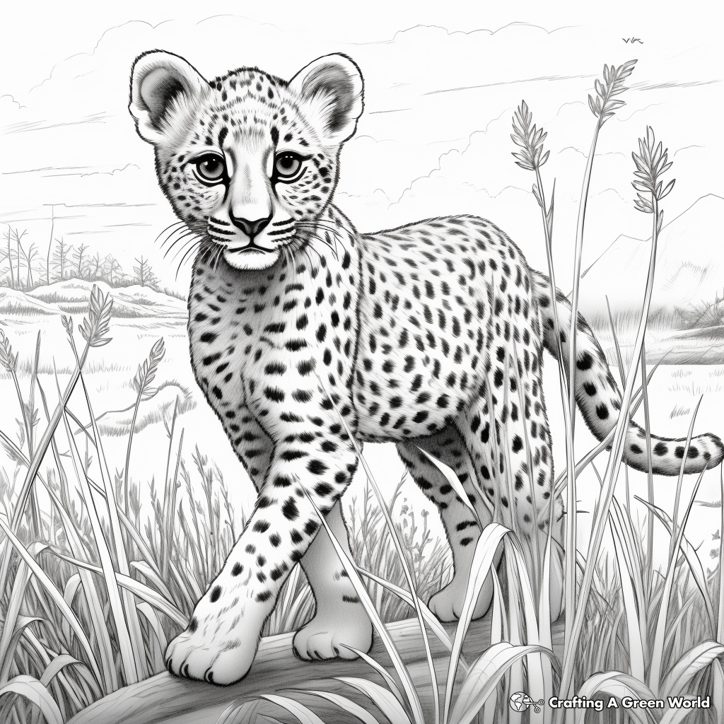 Realistic cheetah coloring pages