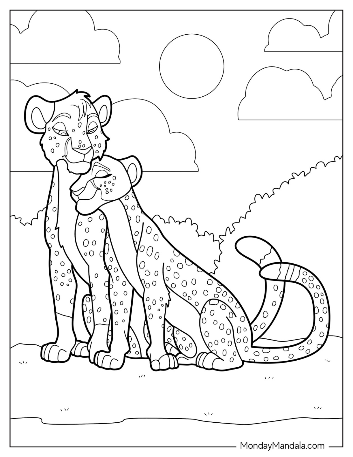 Cheetah coloring pages free pdf printables