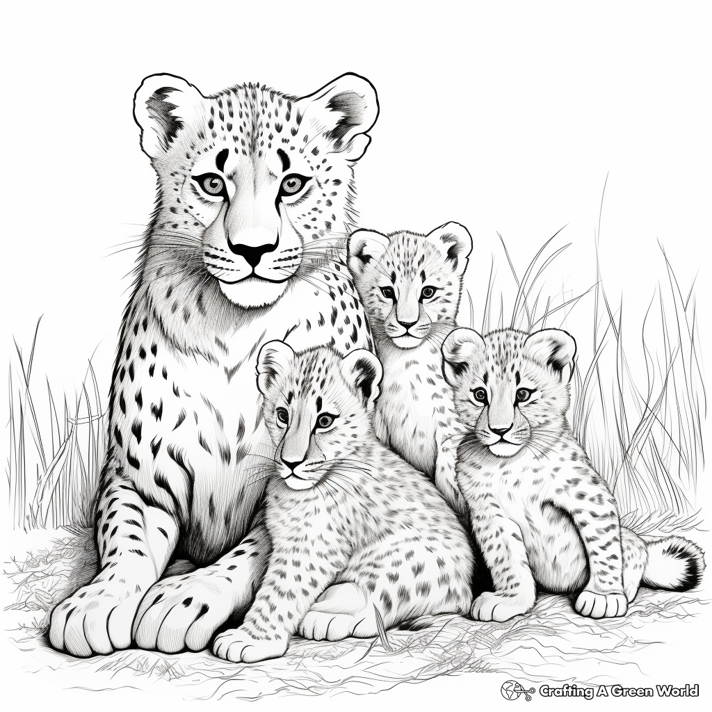 Realistic cheetah coloring pages