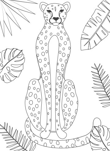 Printable cheetah coloring pages easy fun coloring book