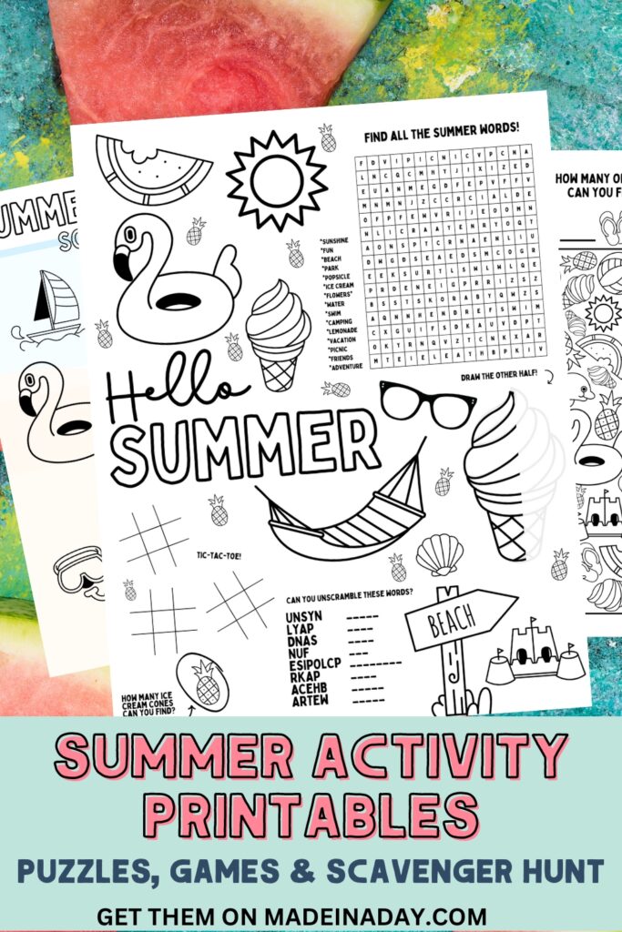 Summer coloring activity book printable made in a day