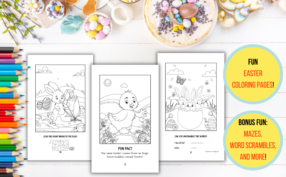 Mini easter coloring book for kids cute easter coloring booklet with bonus fun easter puzzles perfect easter egg basket stuffer or easter church activity booklet christian coloring books reads godly