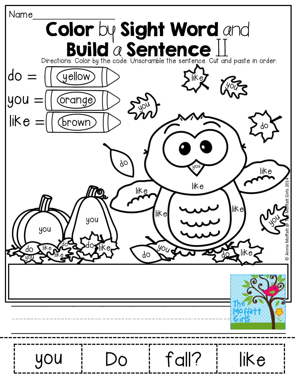 Color by sight words and unscramble a simple sentence sight words kindergarten sight word coloring sight words