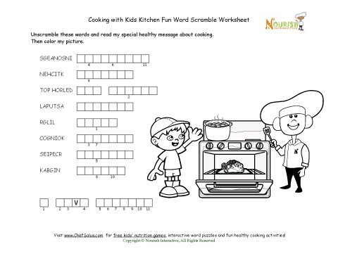 Kitchen word fun word unscramble puzzle