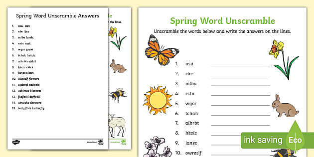 Spring word unscramble