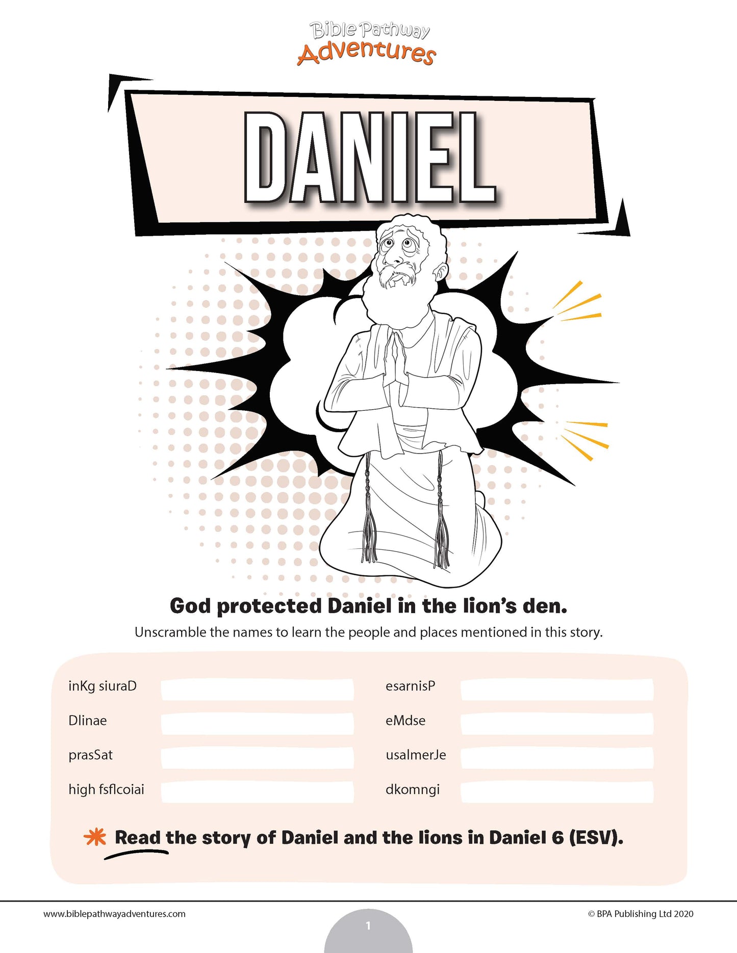 Daniel word scramble pdf â bible pathway adventures