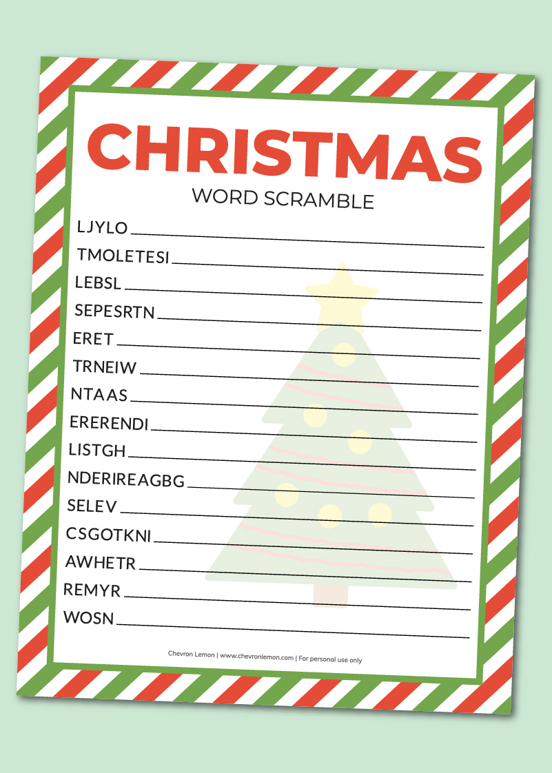 Printable christmas word scramble