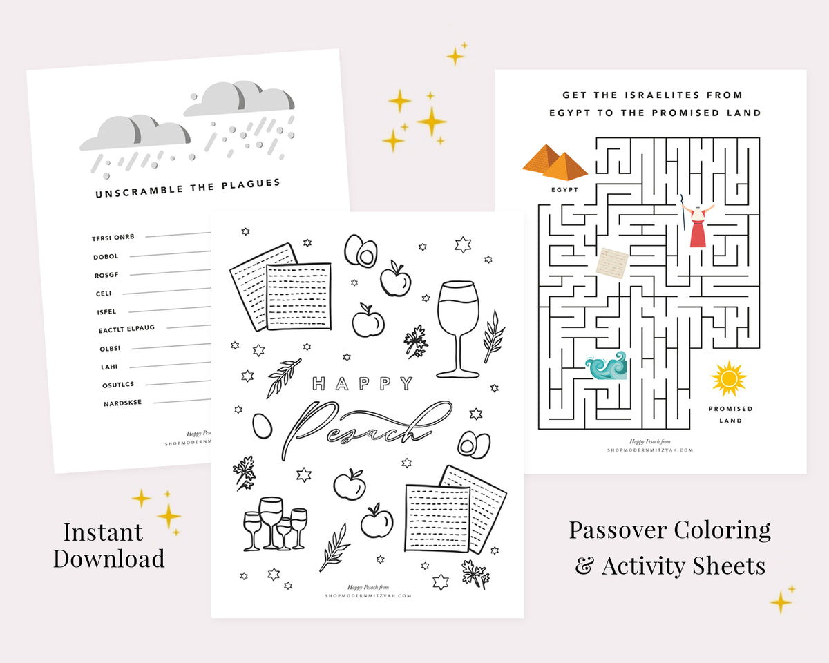 Passover coloring activity sheets
