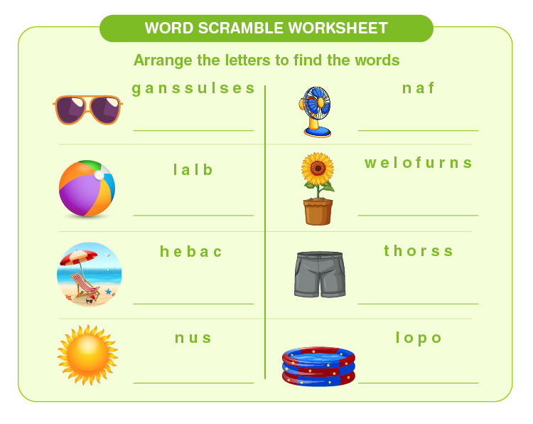 Word scramble worksheet download free printables for kids