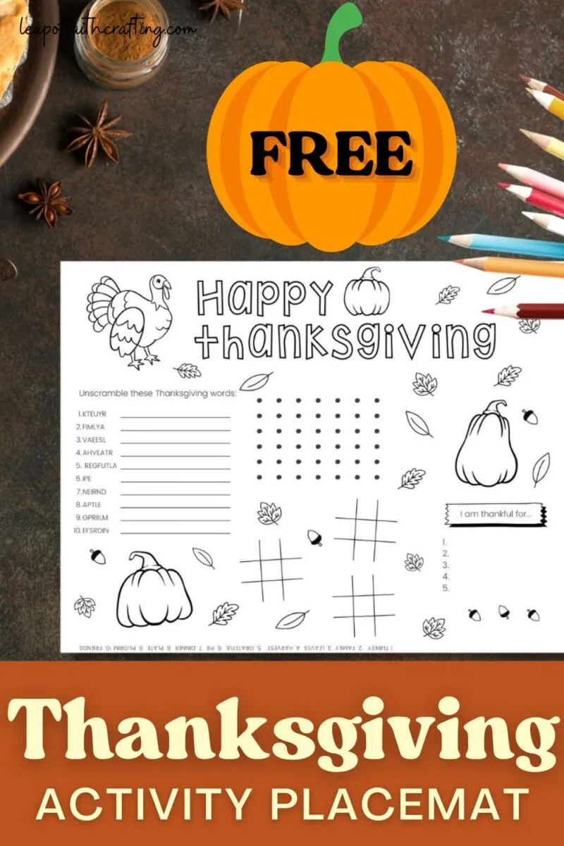 Free thanksgiving placemat coloring page and activity sheet