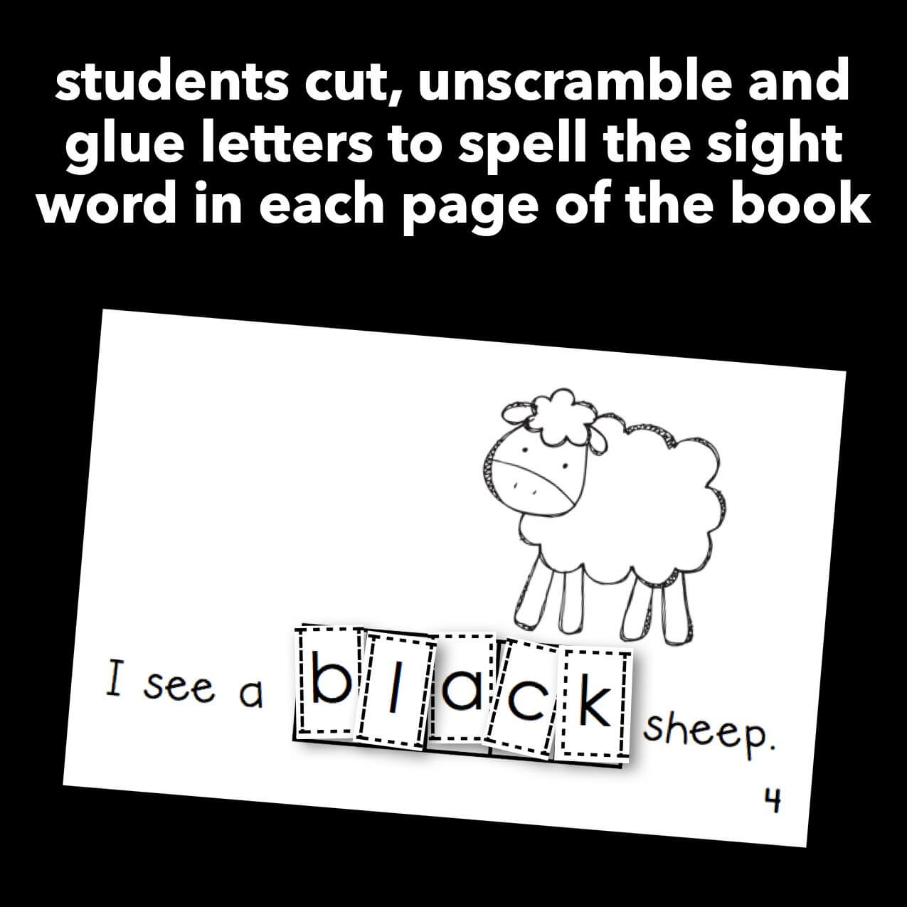 I see black animals color word interactive sight word reader