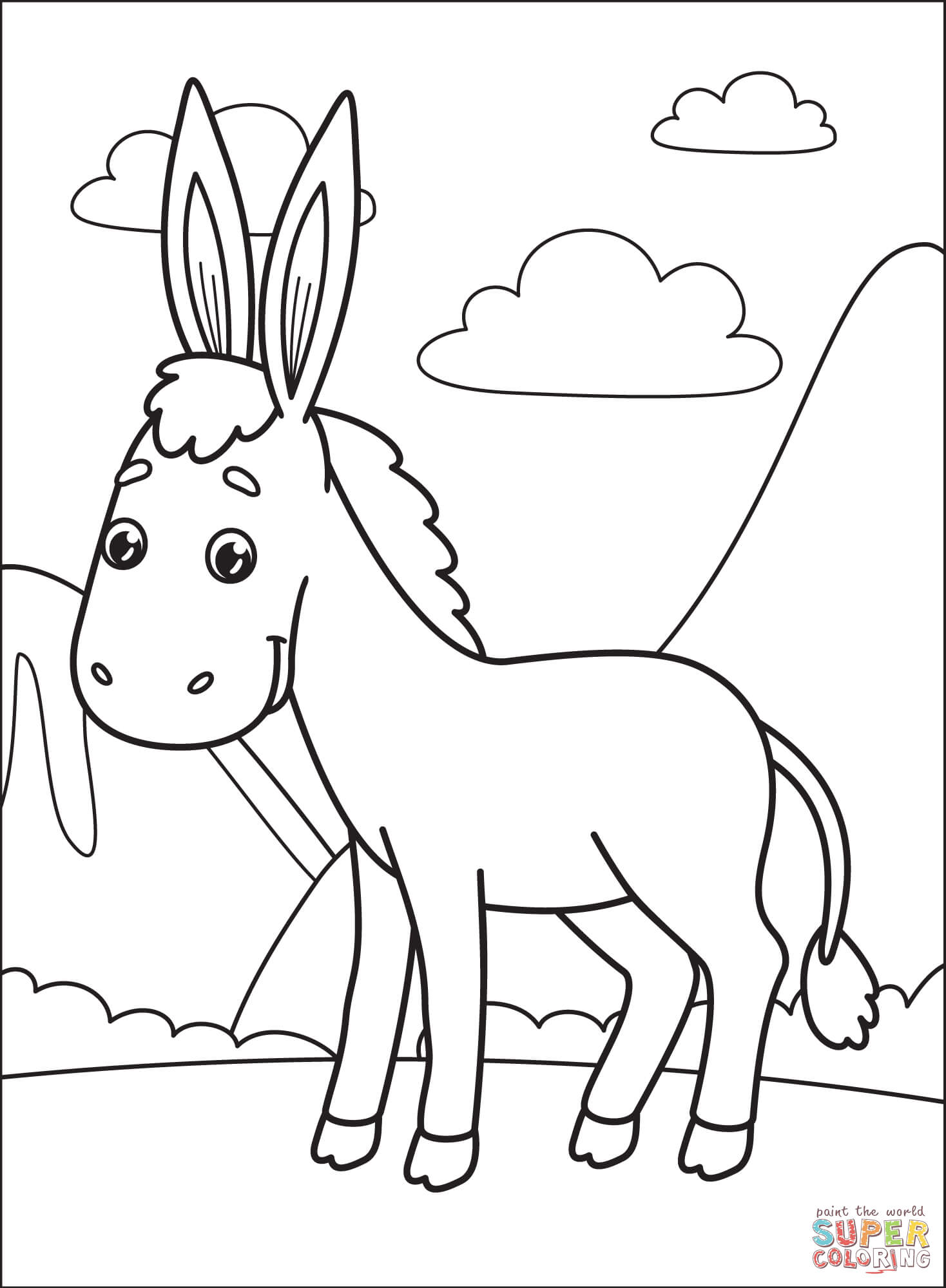 Donkey coloring page free printable coloring pages