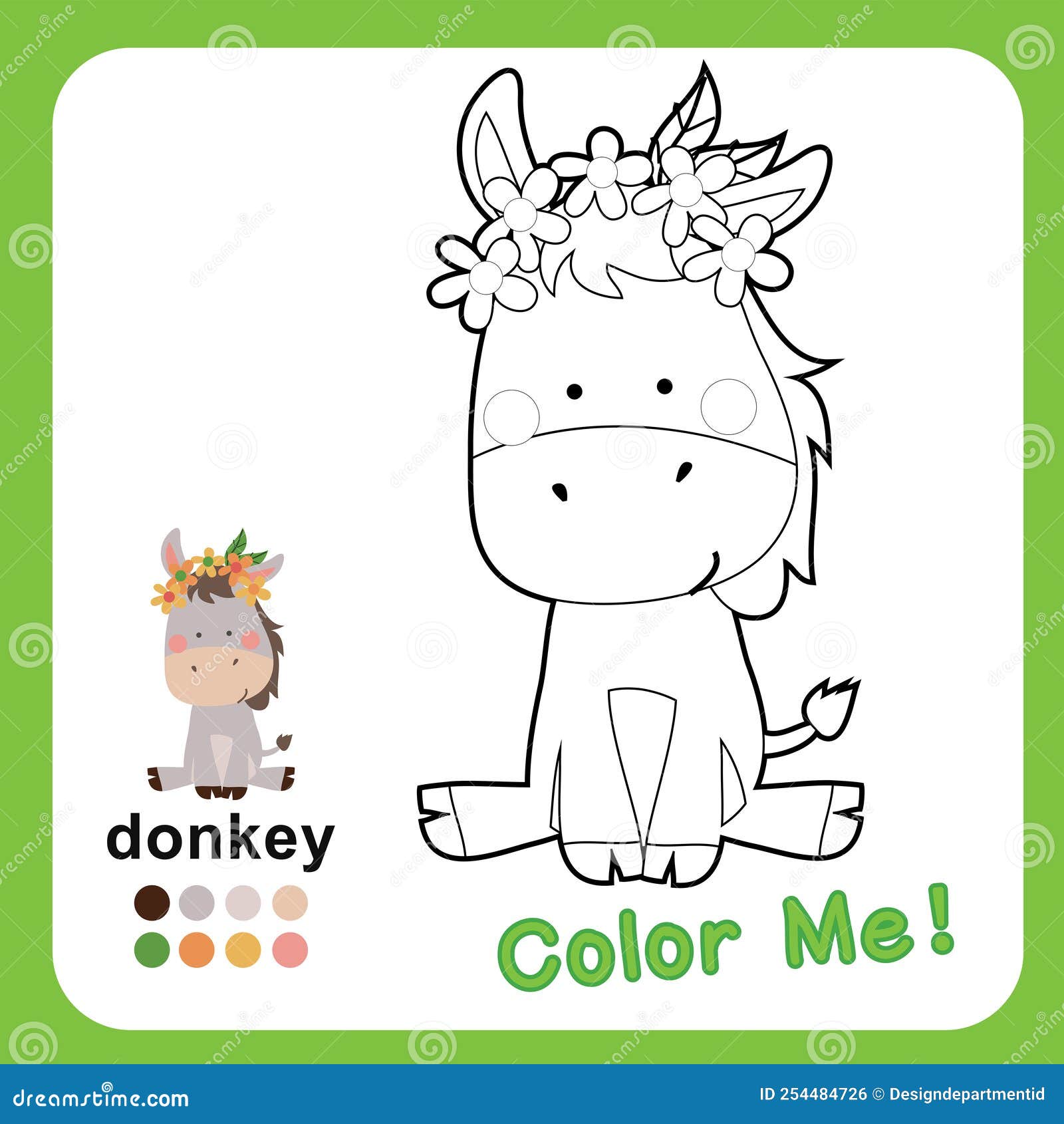 Kids coloring animal page for preschool stock vector