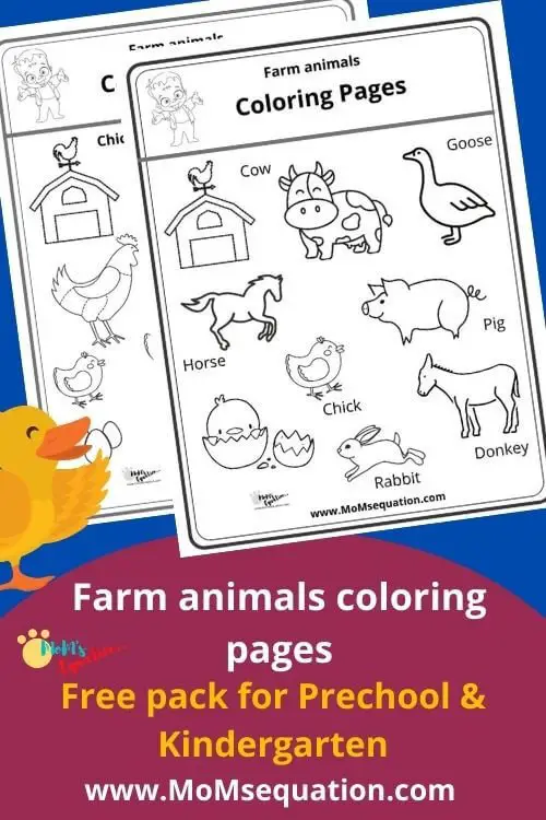 Farm animals coloring pages for kids