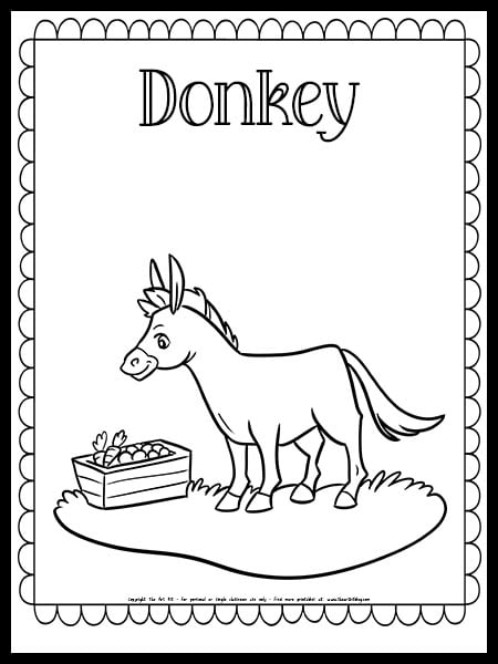 Donkey coloring page â the art kit