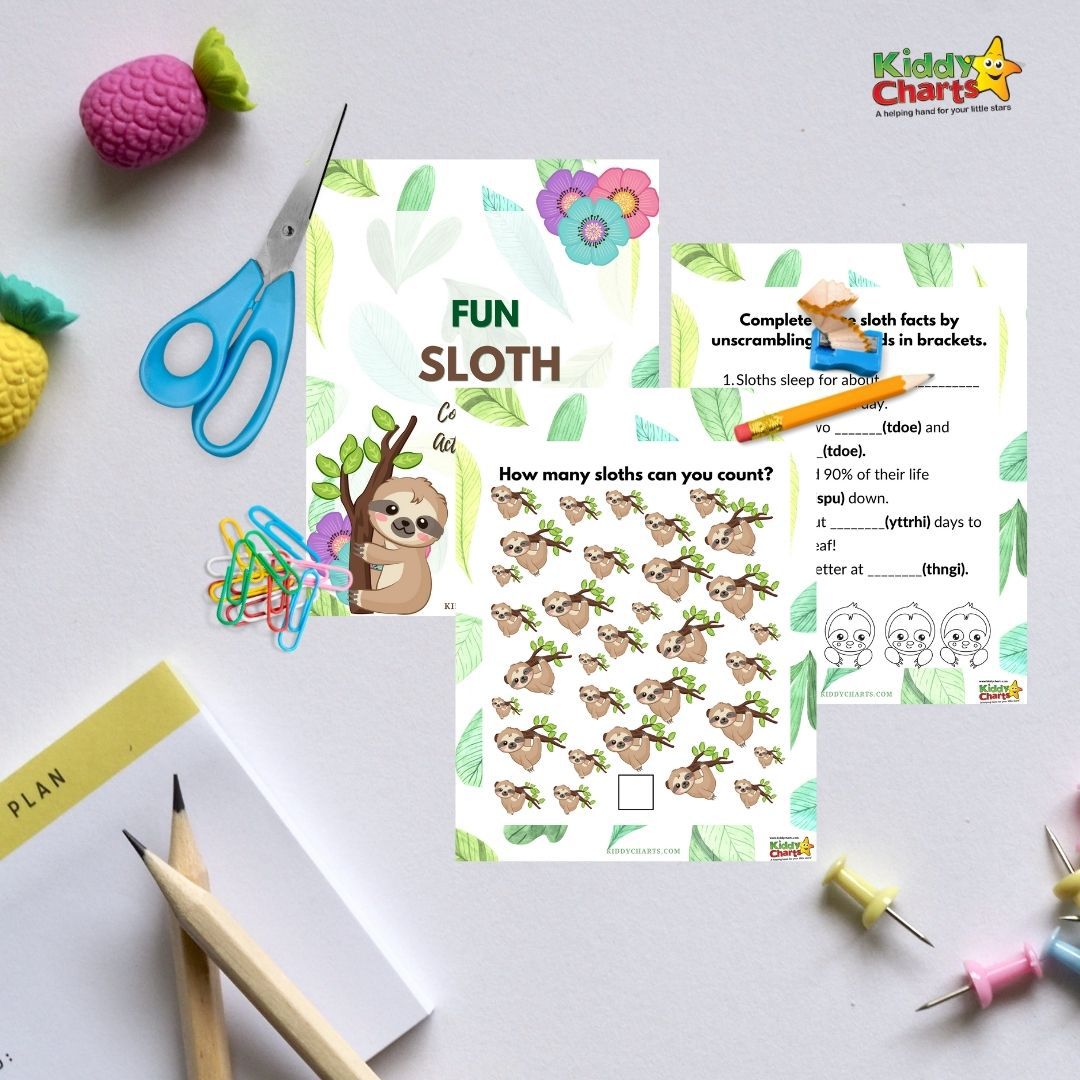 Sloth coloring and activity sheets