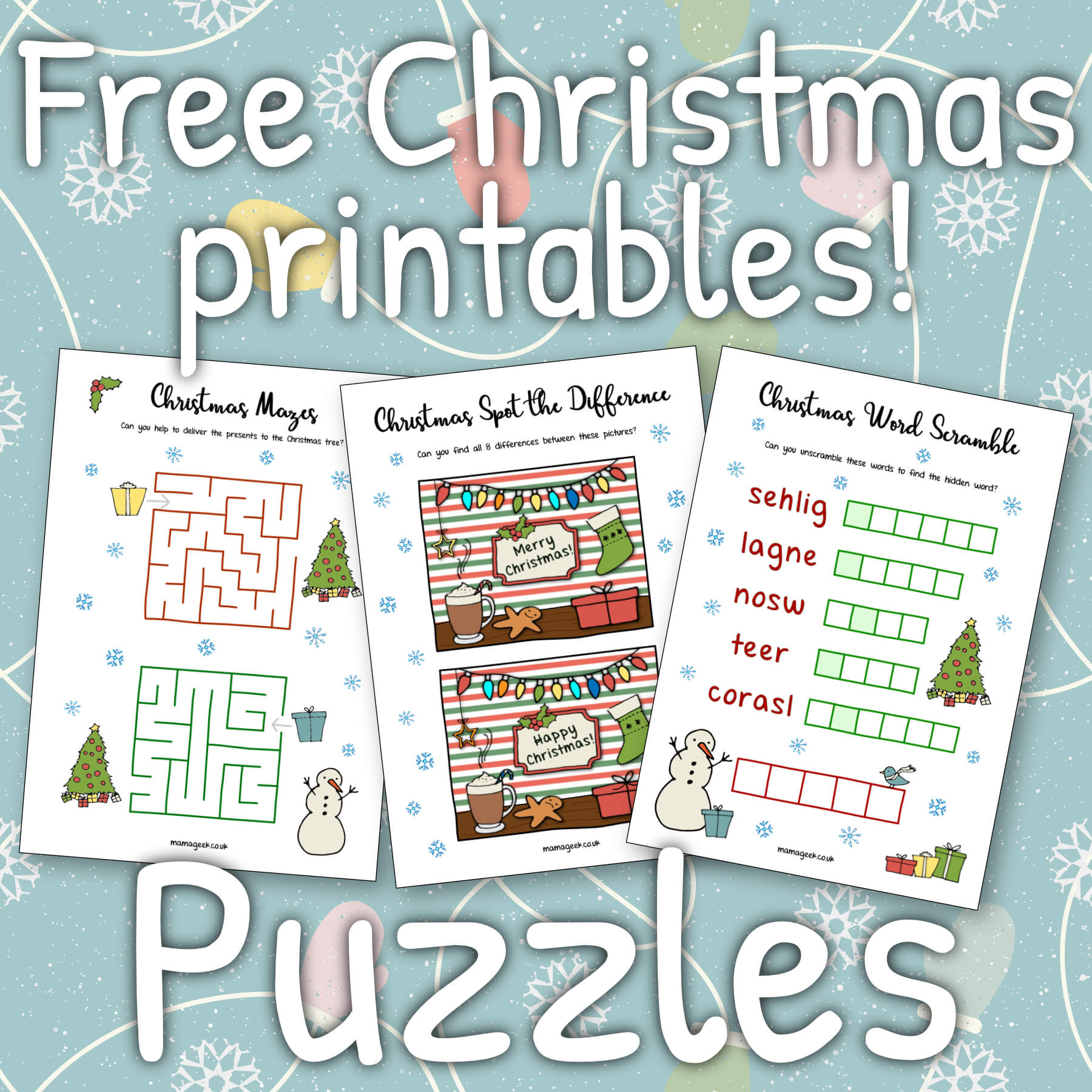 Free christmas printables â puzzles mama geek