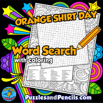 Orange shirt day word search puzzle activity coloring truth reconciliation