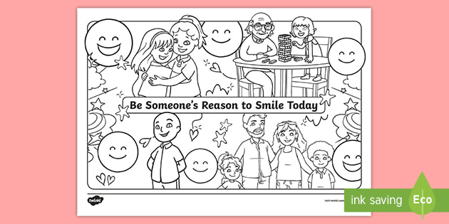 World smile day colouring activity primary resource