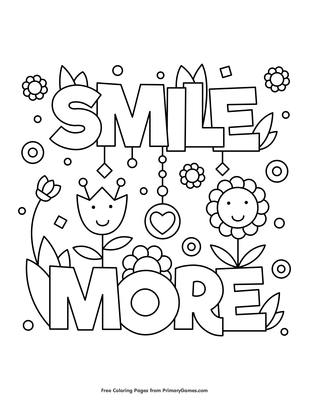 Smile more coloring page â free printable pdf from