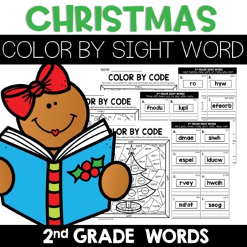 Christmas color by sight word nd grade words unscramble the word worksheets