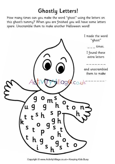 Ghostly letters scramble halloween words letterg ghost