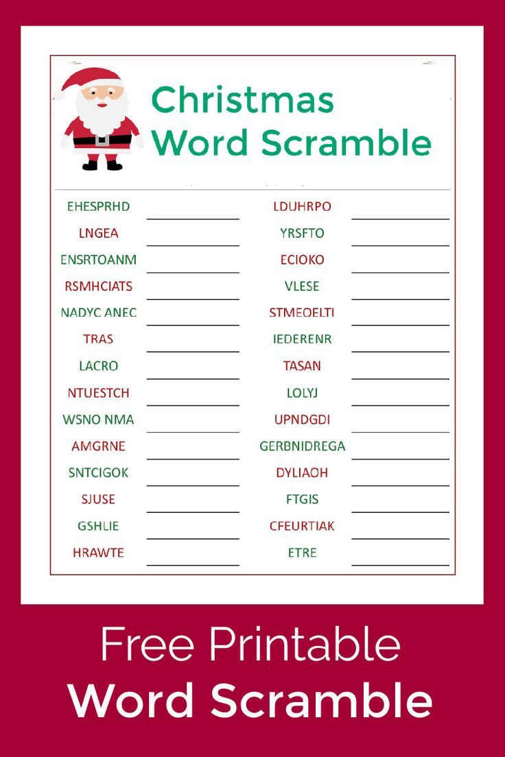 Santas christmas word scramble activity page christmas word scramble christmas words free christmas printables