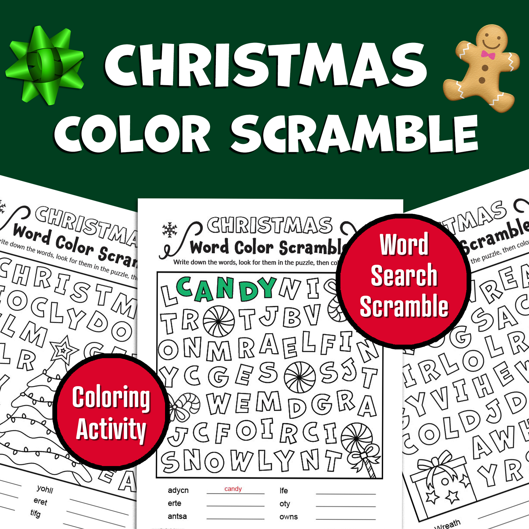 Christmas word search coloring pages word scramble unscramble words easy made by teachers